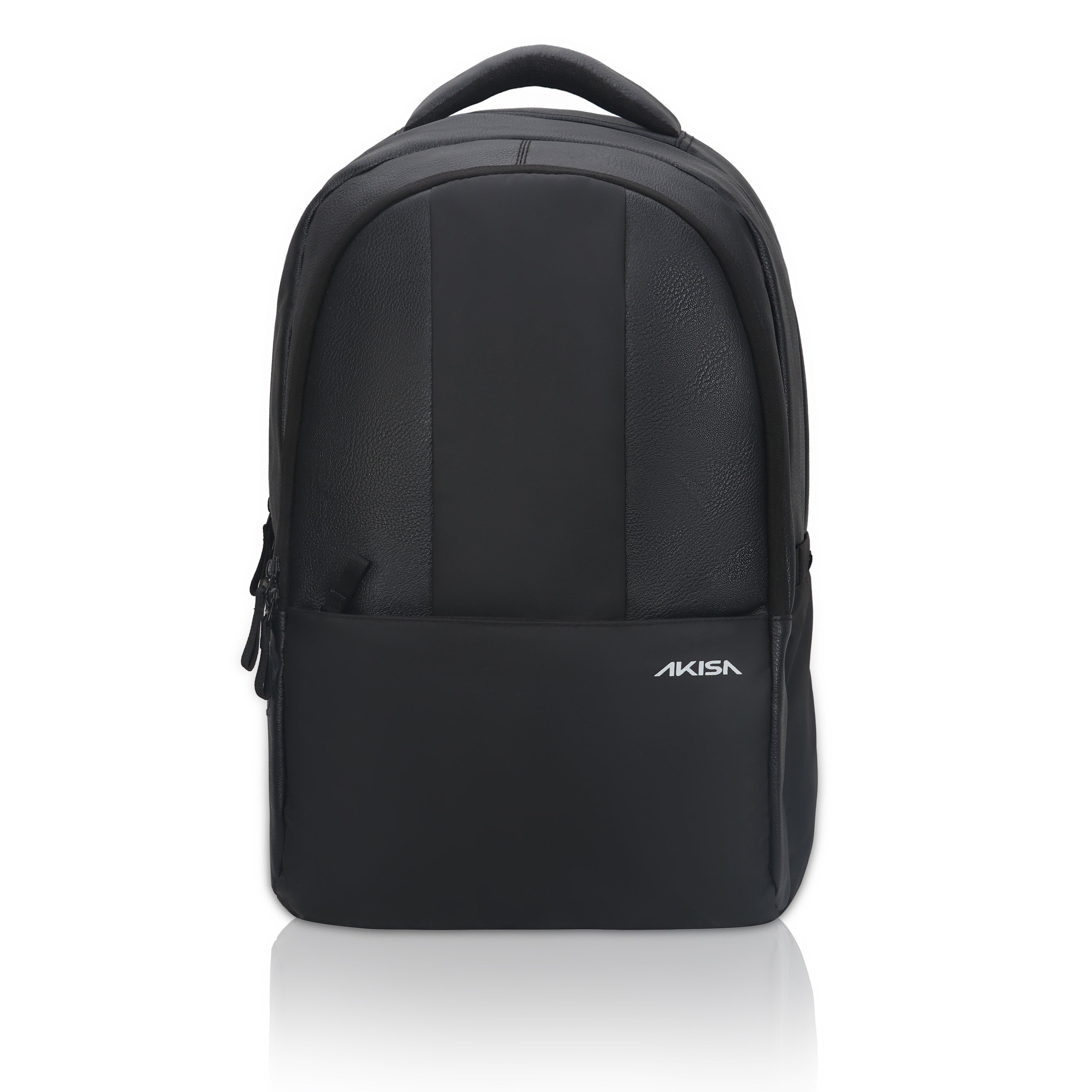 AKISA Prime Anti-Theft Faux Leather Laptop Backpack - 28L - Black
