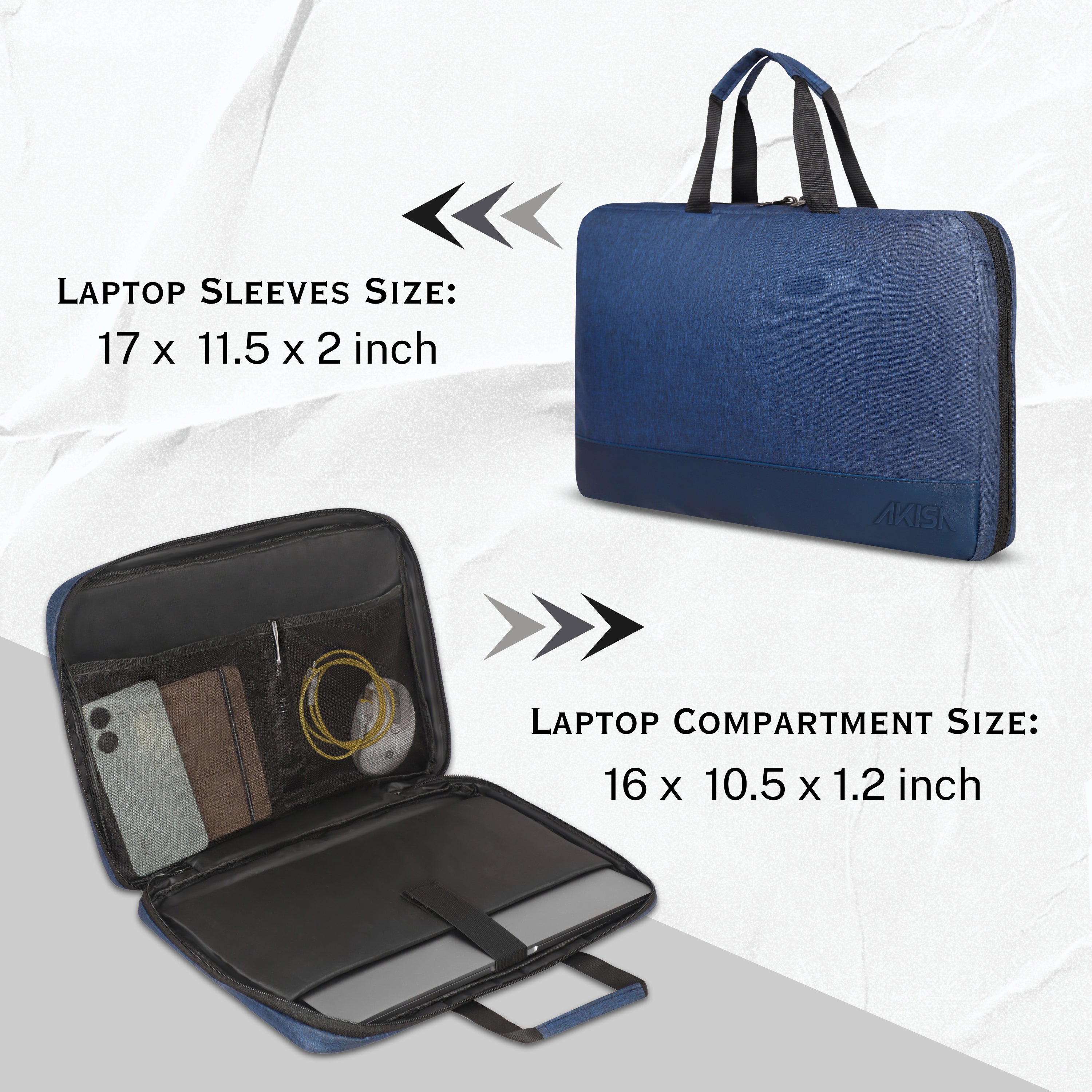 AKISA Magma 15.6" Laptop Sleeve with Handle - Blue