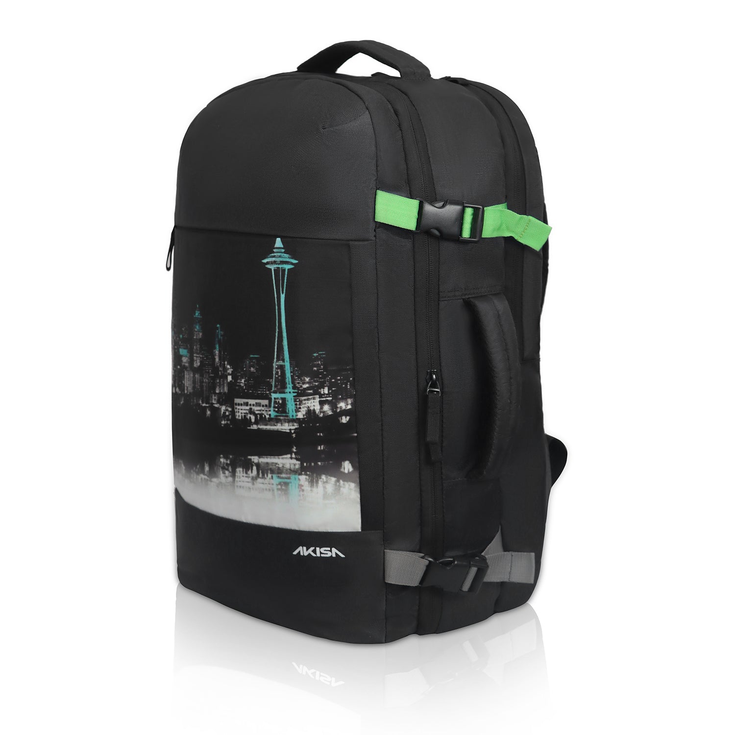 AKISA Overnighter Expandable Laptop Backpack - 32L - Black