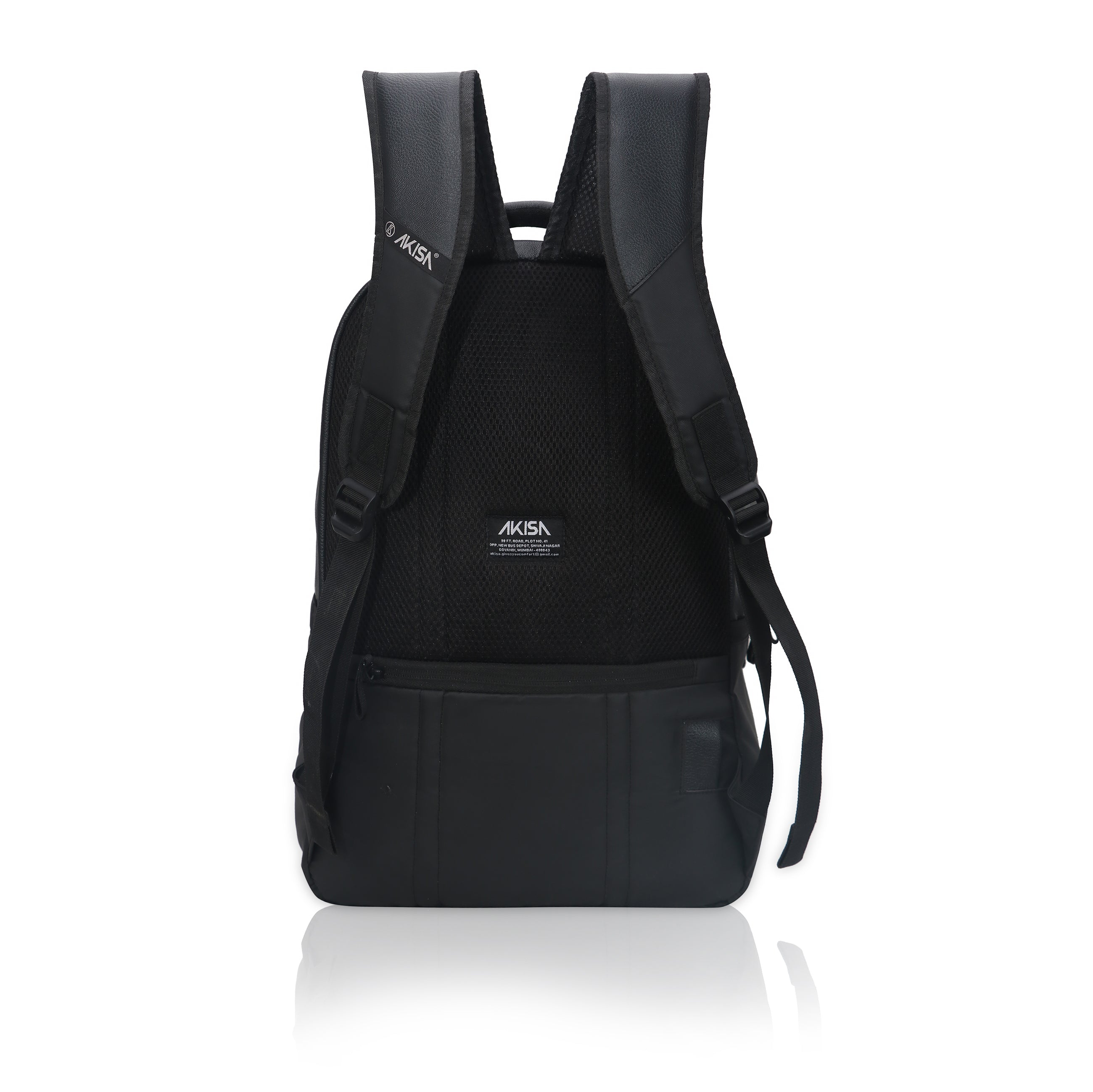 AKISA Prime Anti-Theft Faux Leather Laptop Backpack - 28L - Black