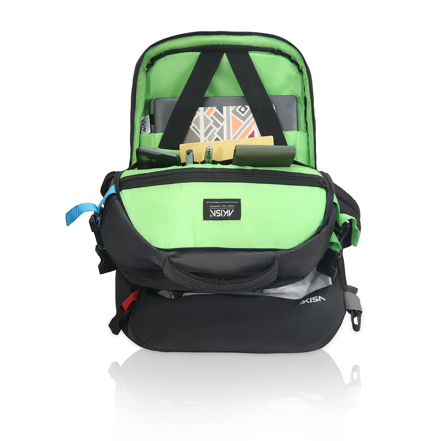 AKISA Overnighter Expandable Laptop Backpack - 32L - Black