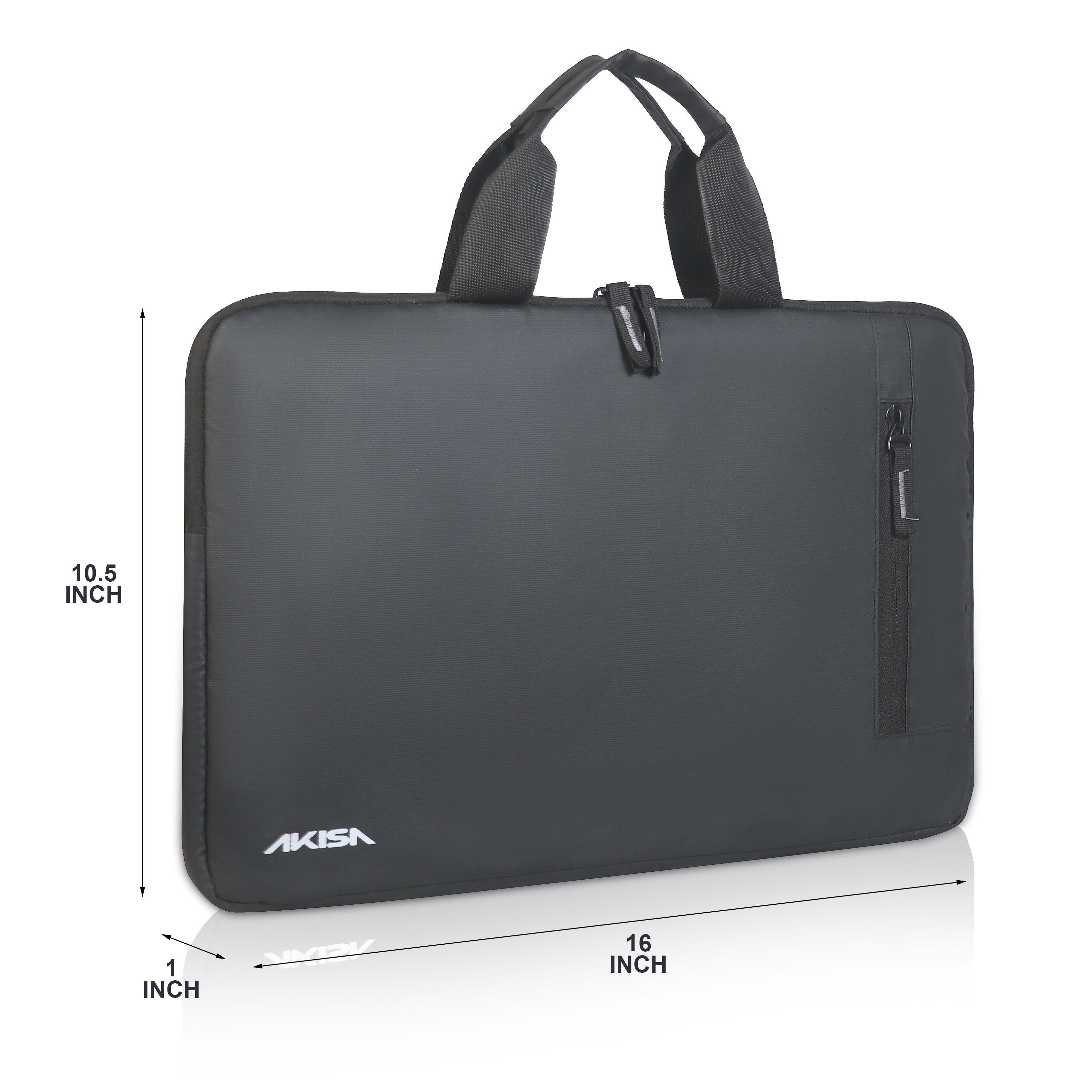 AKISA 15.6" Laptop Sleeve with Handle - Matte Black