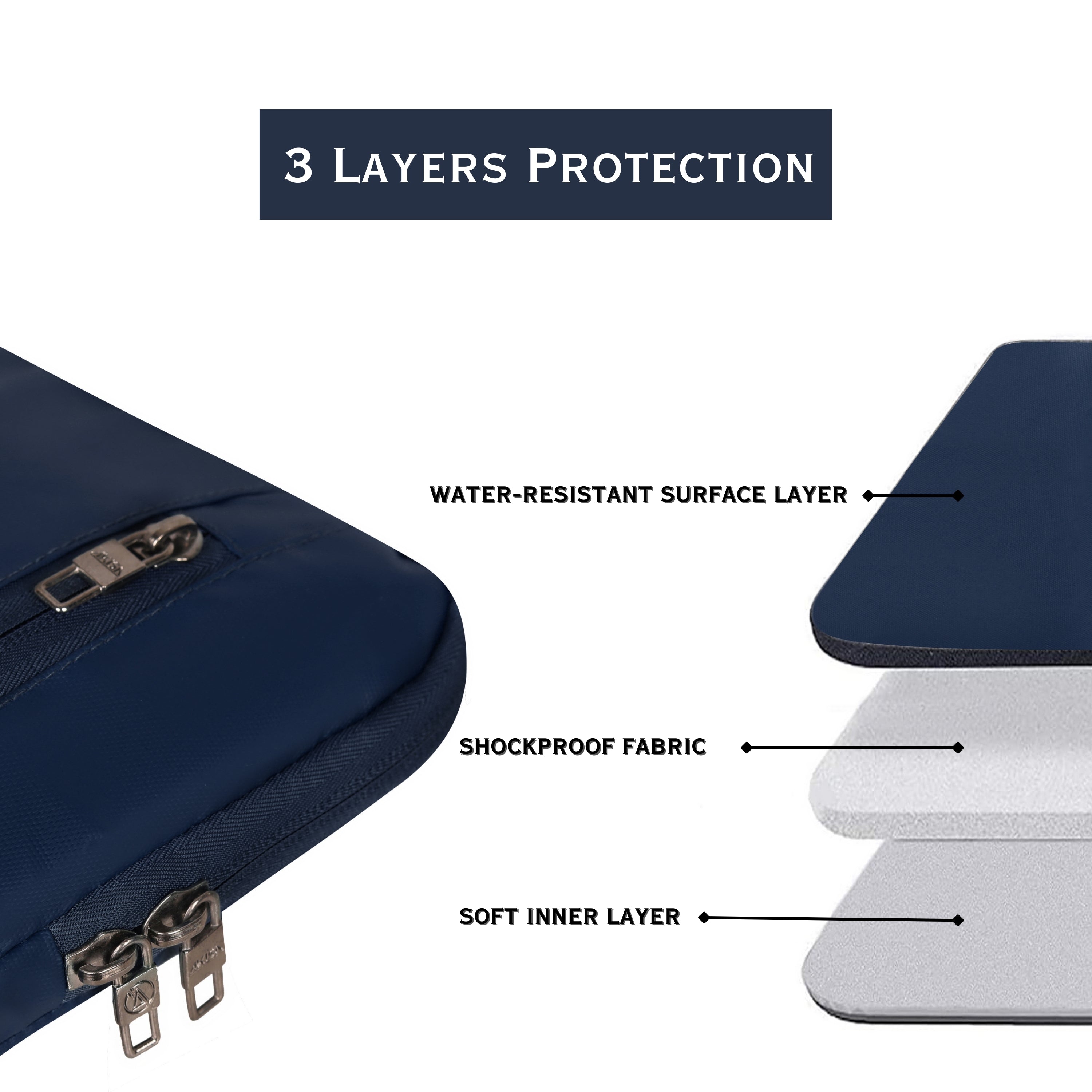 AKISA 15.6" Laptop Sleeve with Handle - Dark Blue