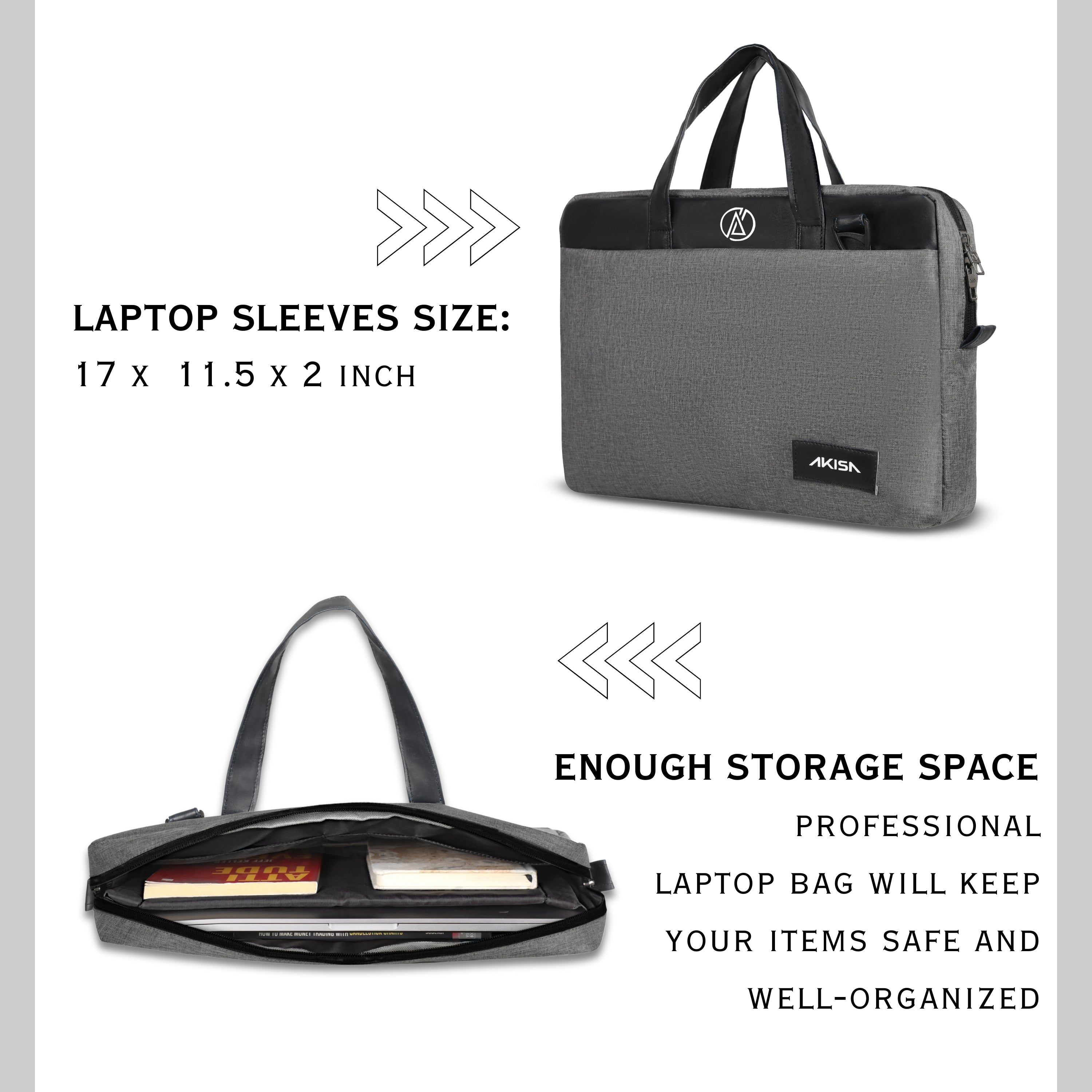 AKISA Magma Premium 15.6" Laptop Sleeve - Dark Grey/Black