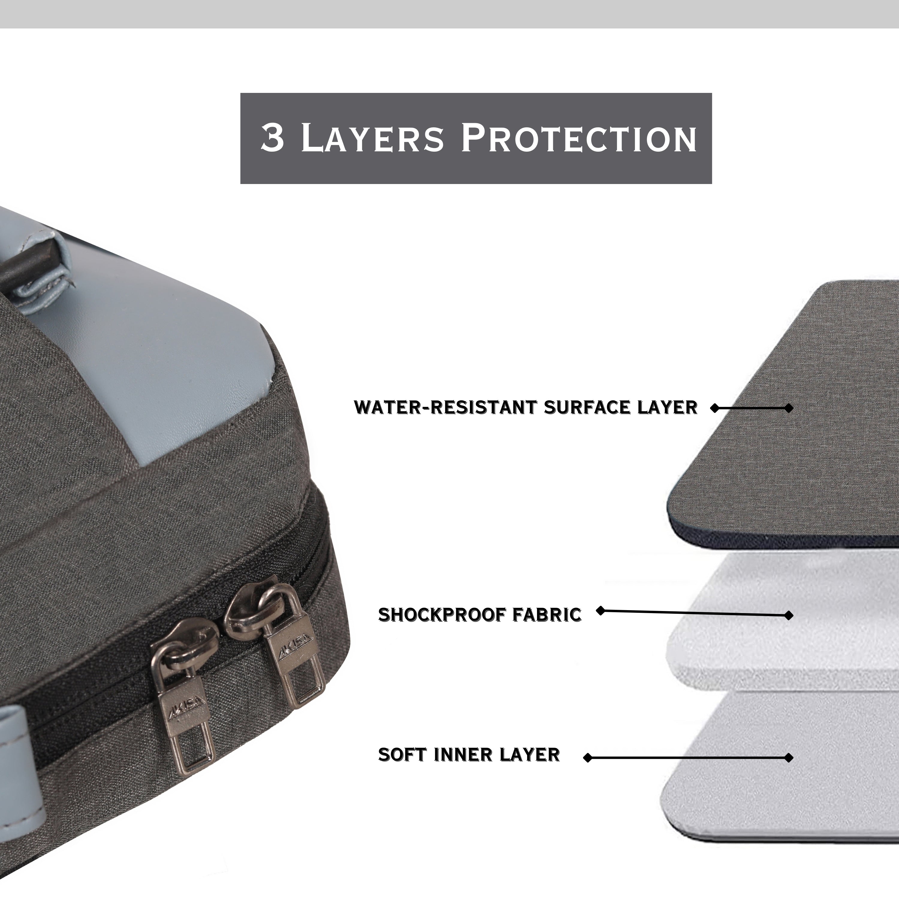 AKISA Magma Premium 15.6" Laptop Sleeve - Grey/Light Blue