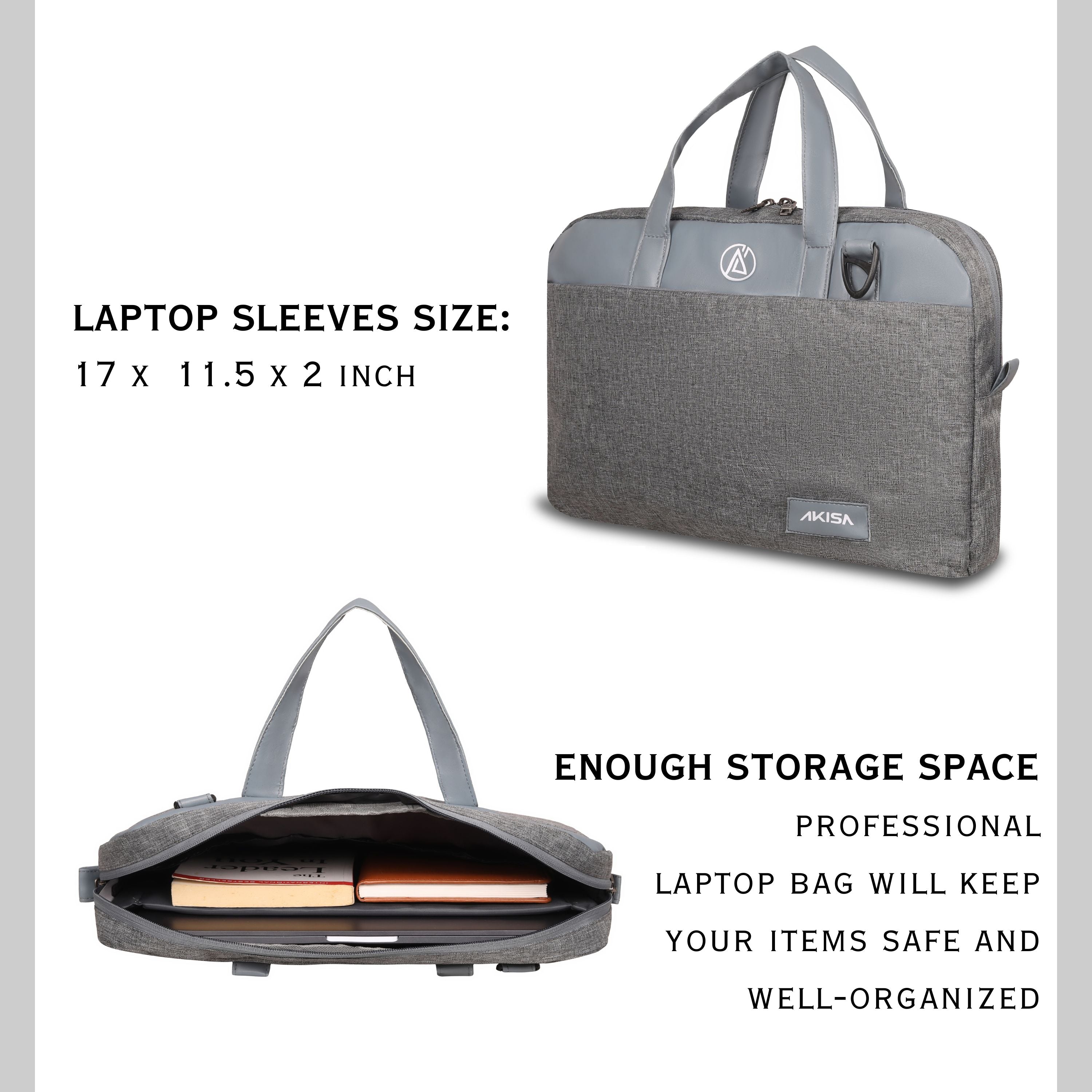 AKISA Magma Premium 15.6" Laptop Sleeve - Grey/Light Blue