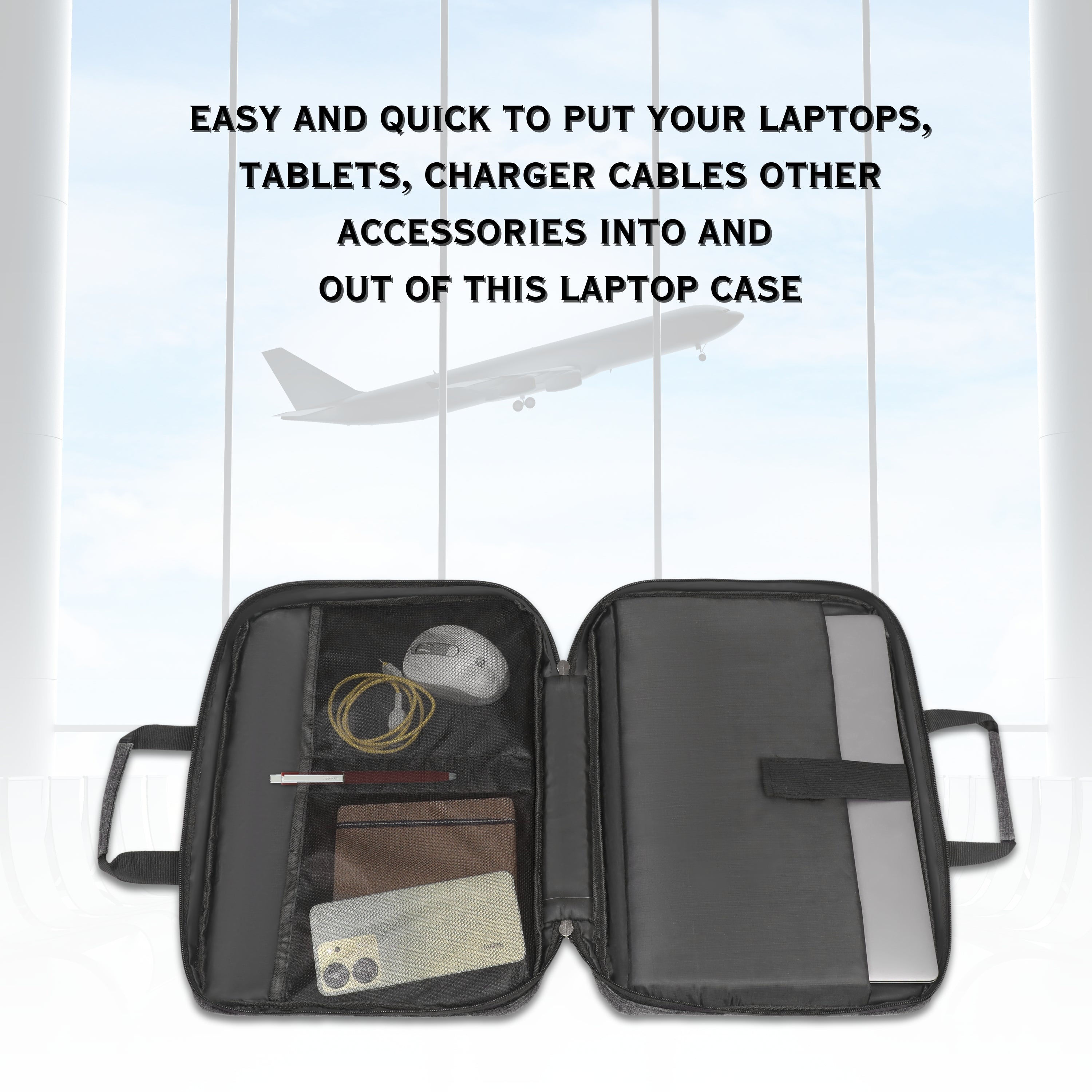 AKISA Magma 15.6" Laptop Sleeve with Handle - Dark Grey