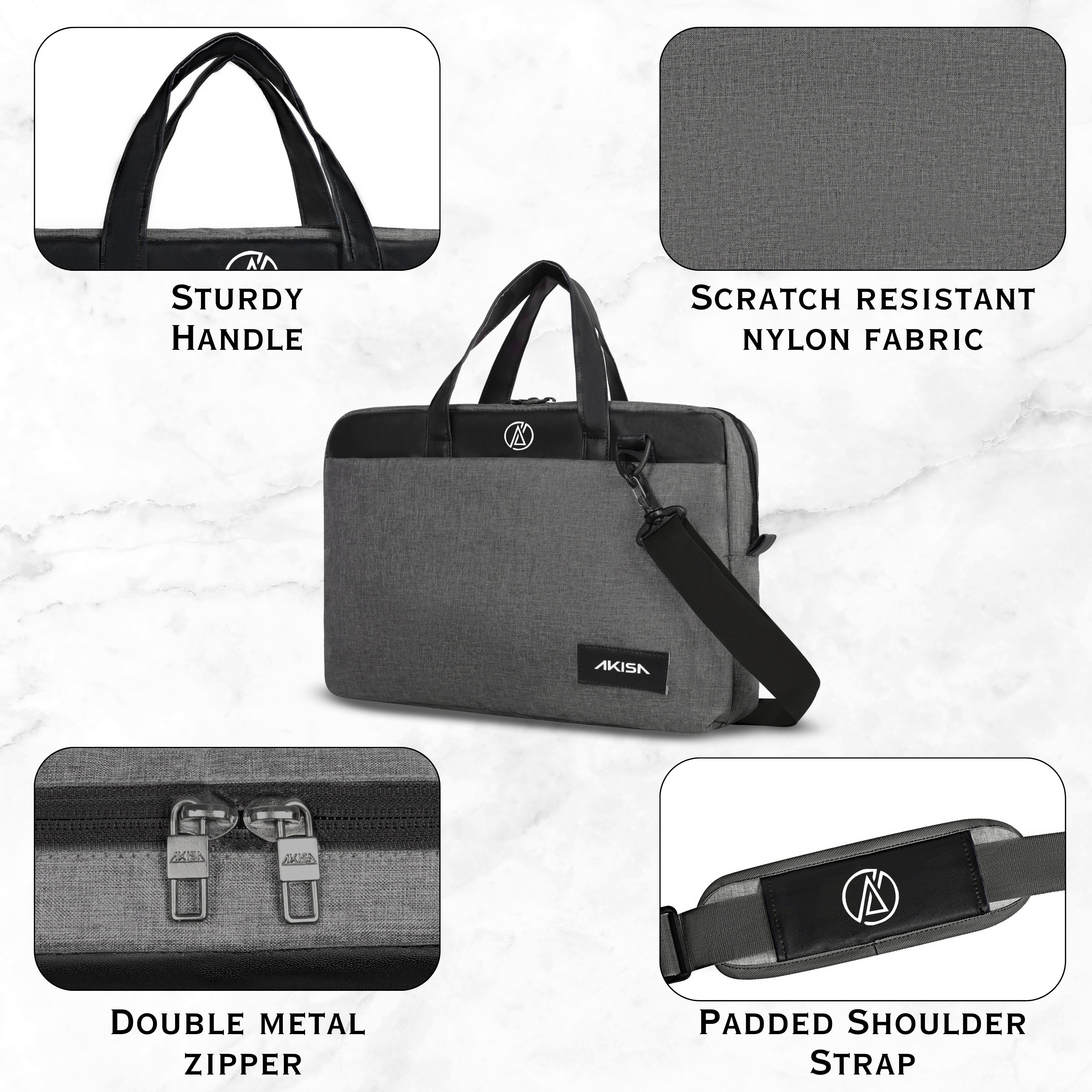 AKISA Magma Premium 15.6" Laptop Sleeve - Dark Grey/Black