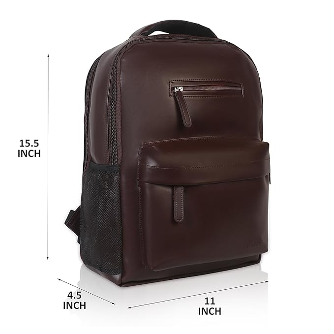 AKISA Premium Vegan Leather Laptop Backpack for Men & Women (Tan)- 25 Ltrs