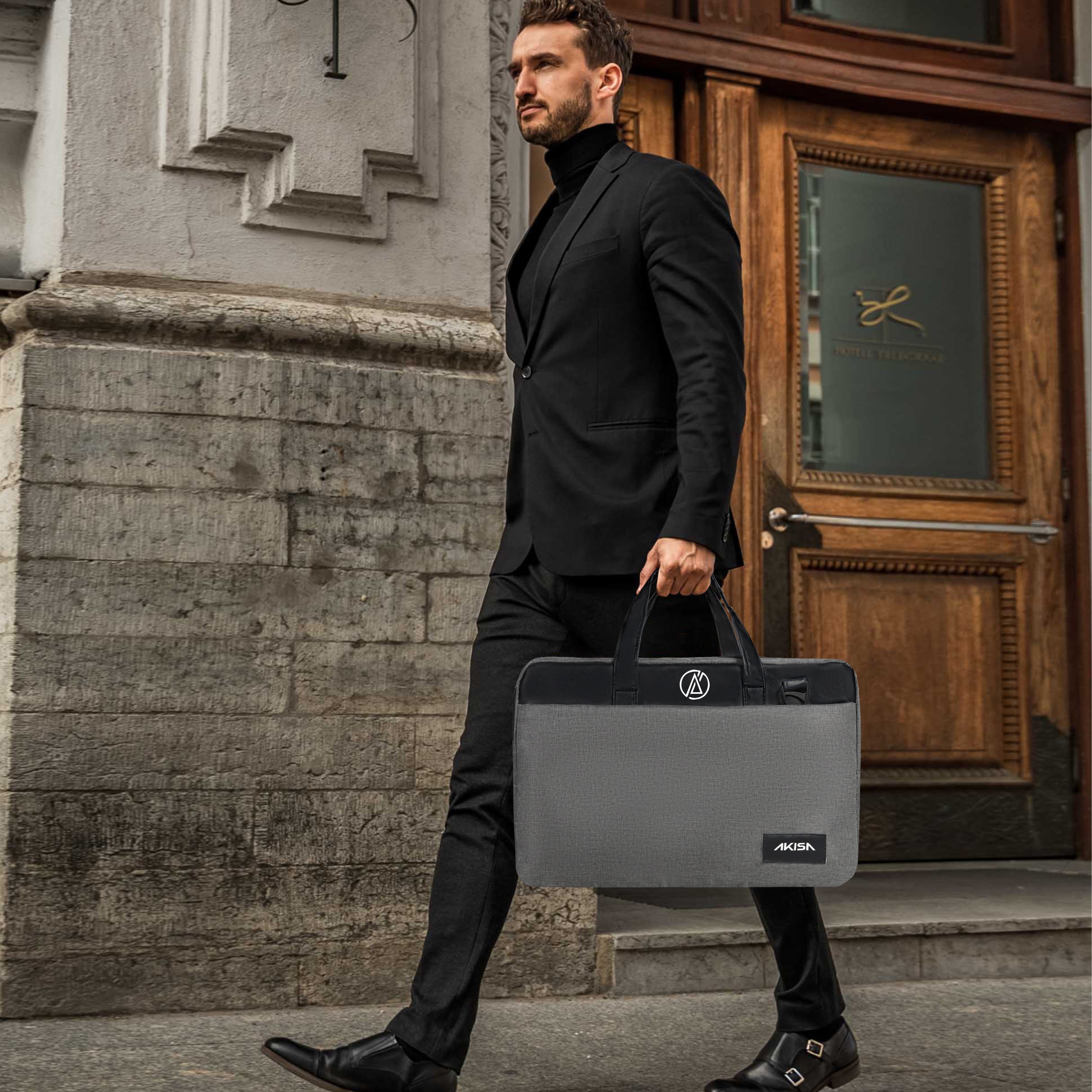 AKISA Magma Premium 15.6" Laptop Sleeve - Dark Grey/Black