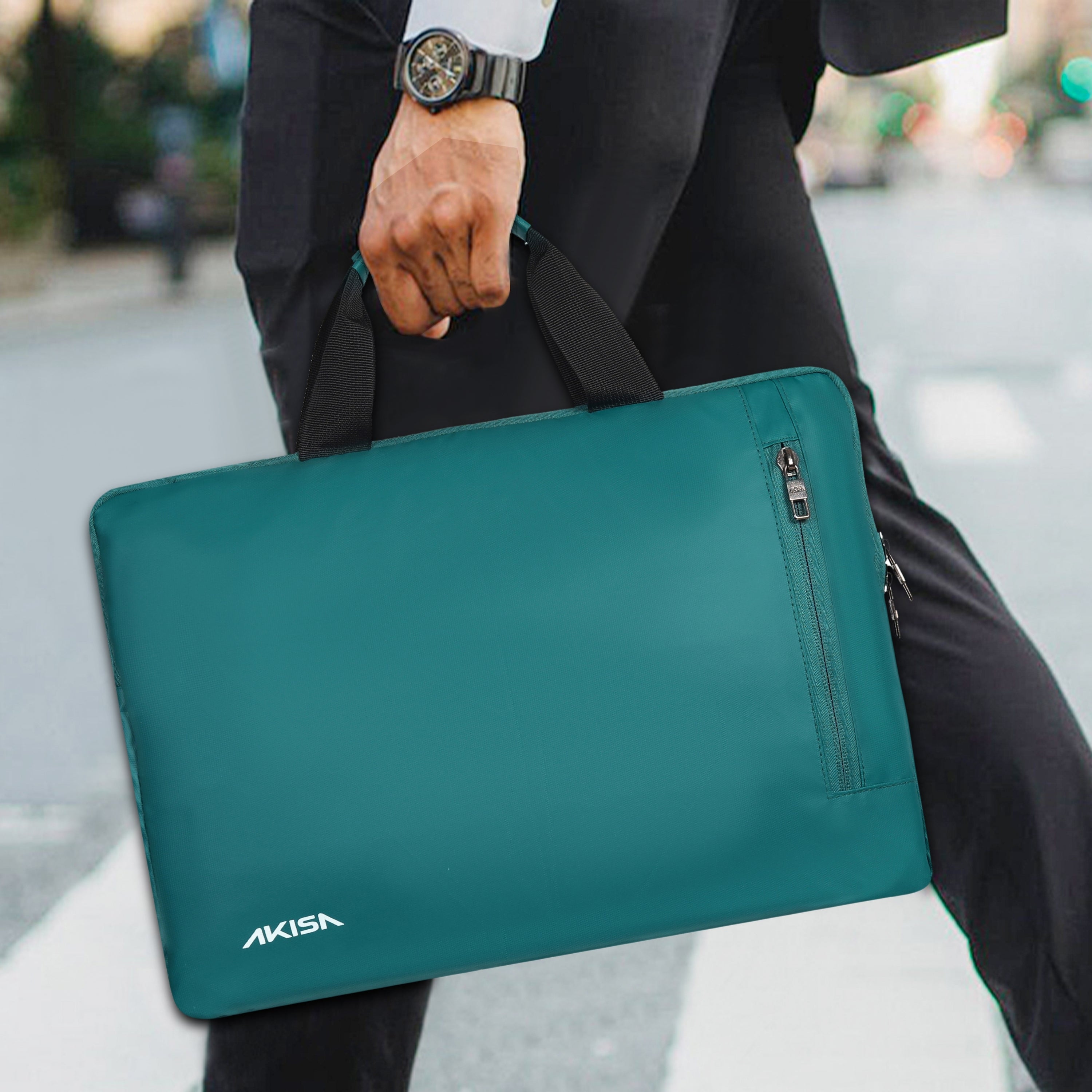 AKISA 15.6" Laptop Sleeve with Handle - Teal