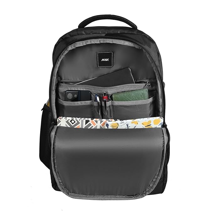 AKISA Eminent 15.6 inch laptop backpack with USB charging port for men and women (Black)