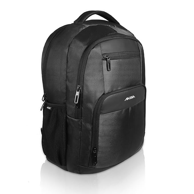 AKISA Eminent 15.6 inch laptop backpack with USB charging port for men and women (Black)