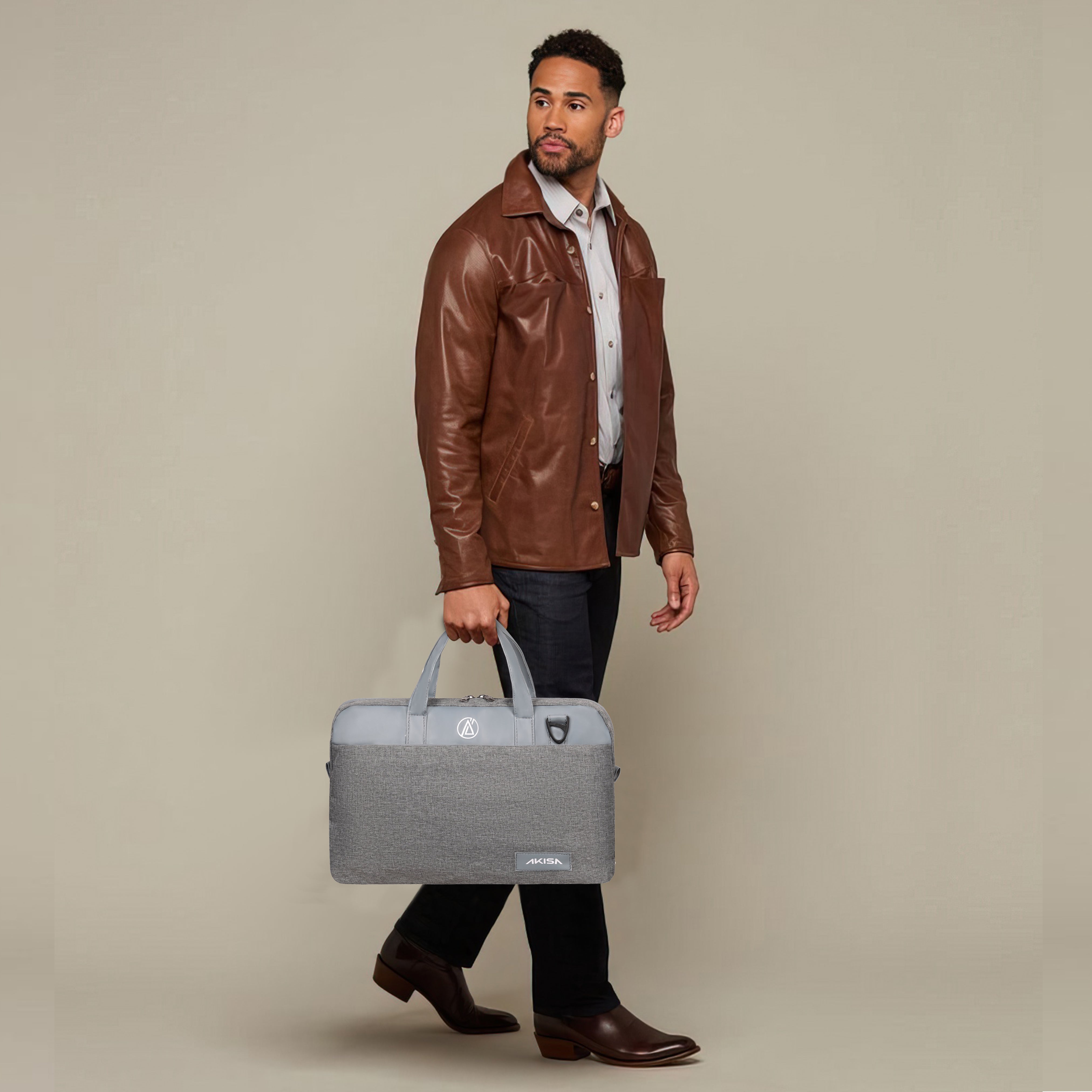 AKISA Magma Premium 15.6" Laptop Sleeve - Grey/Light Blue