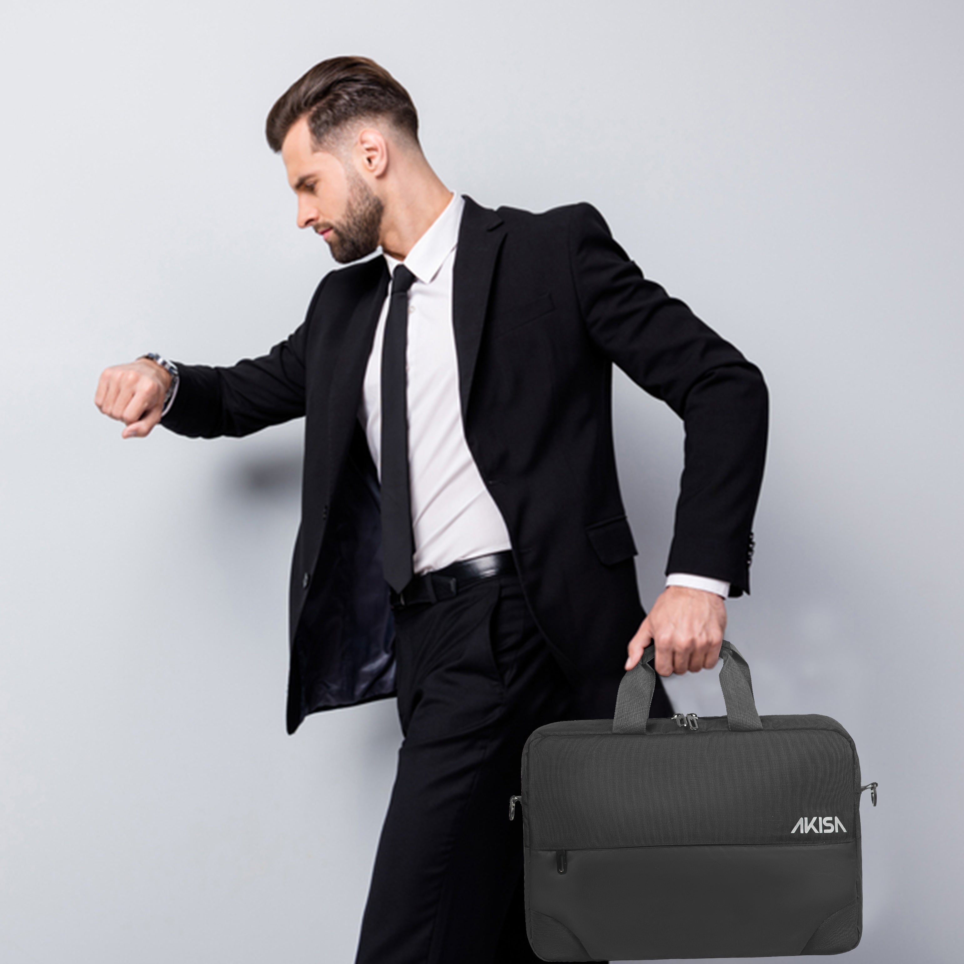 AKISA 15.6" Laptop Messenger Bag - Black