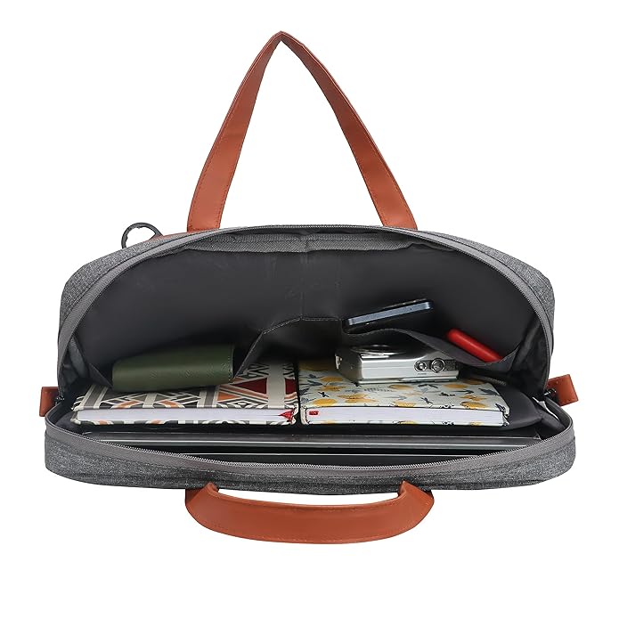 AKISA 15.6" Laptop Sleeve with Handle - Grey/Brown