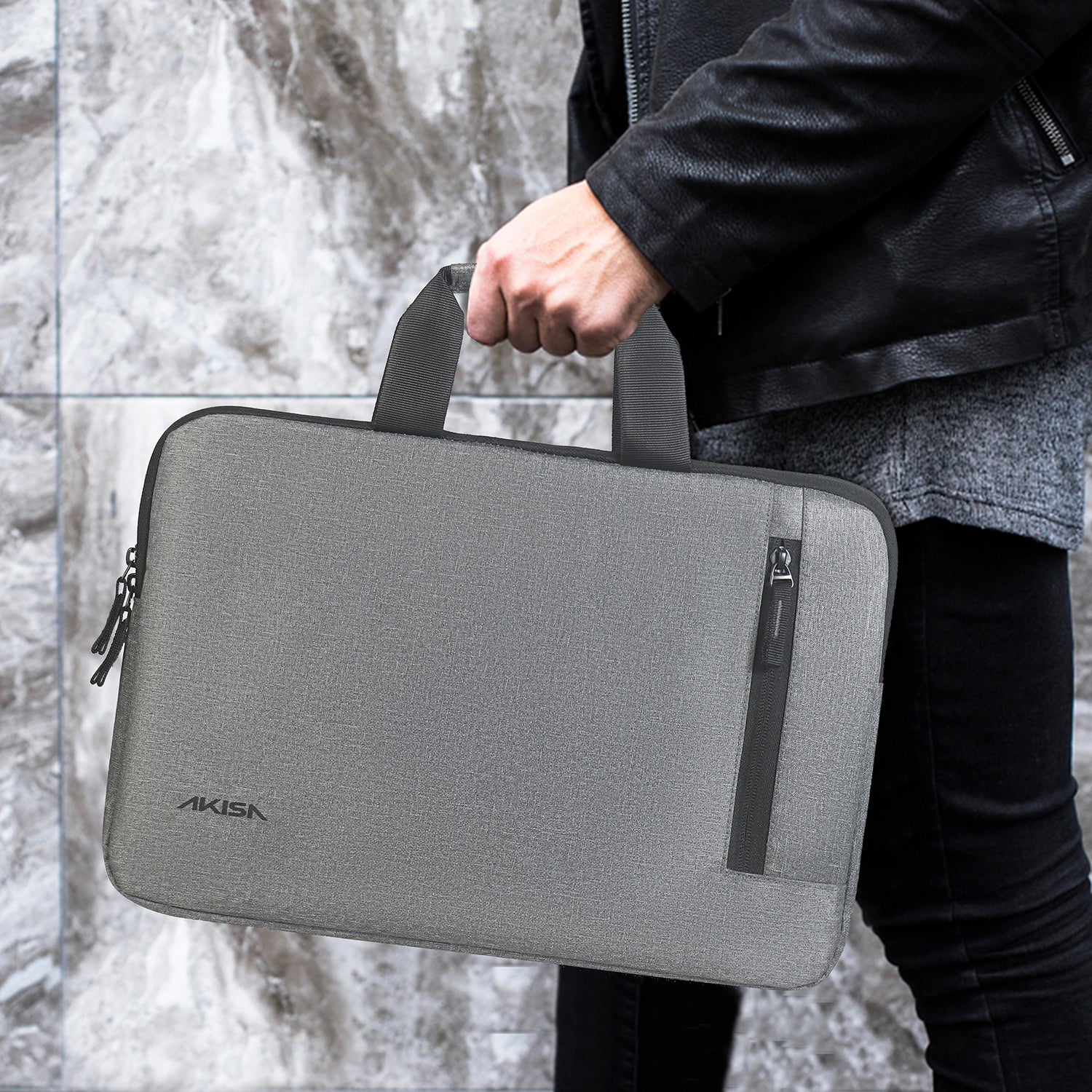 AKISA 15.6" Laptop Sleeve with Handle - Grey