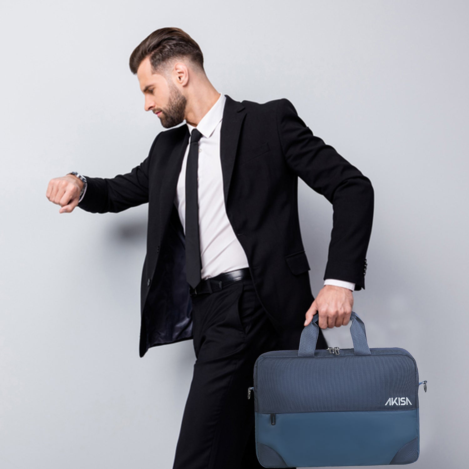 AKISA 15.6" Laptop Sleeve with Handle - Dark Blue