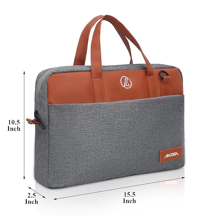 AKISA 15.6" Laptop Sleeve with Handle - Grey/Brown