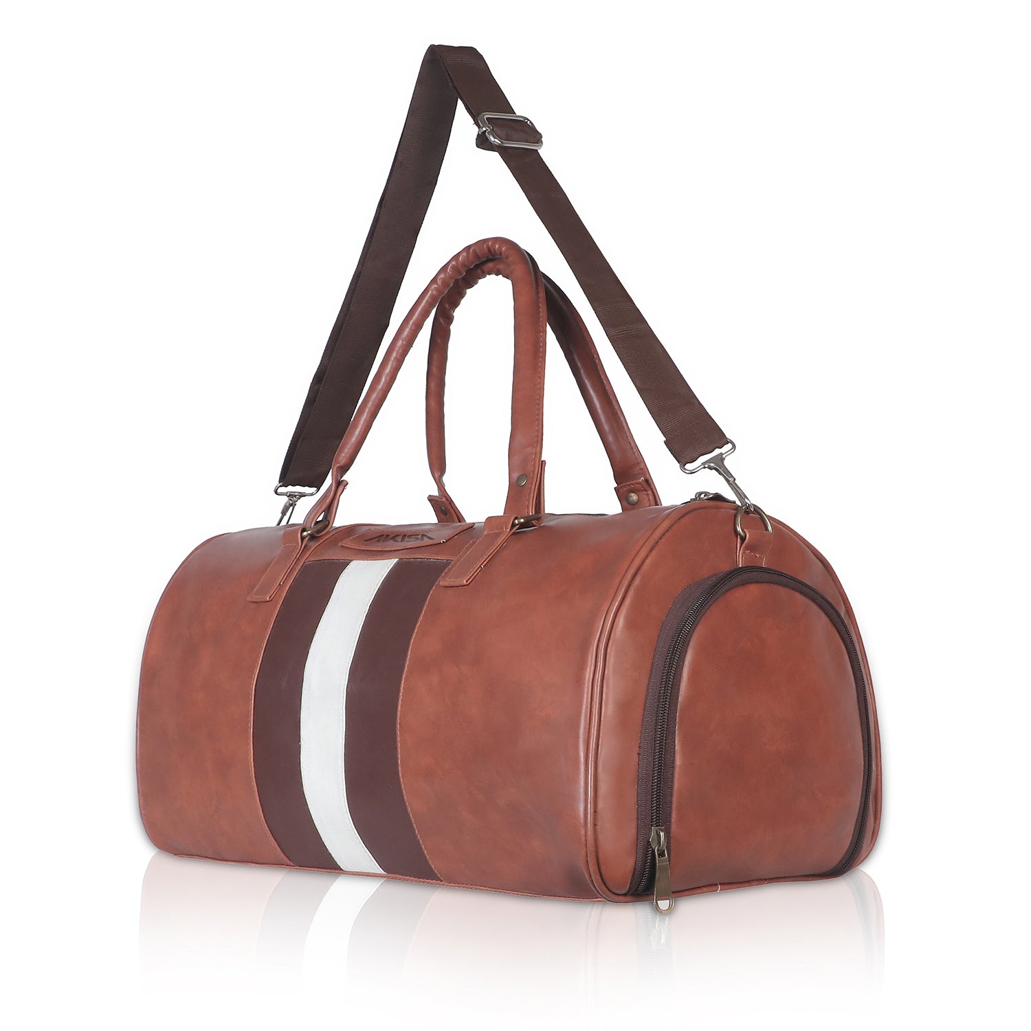 AKISA Travel Sling Duffle Bag with Shoe Compartment - 25L - Light Brown