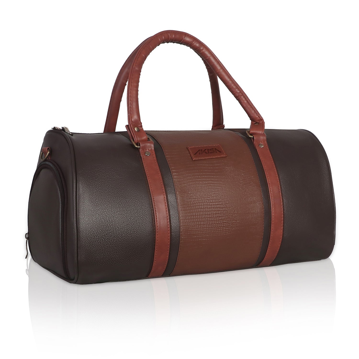 AKISA Travel Sling Duffle Bag with Shoe Compartment - 25L - Brown
