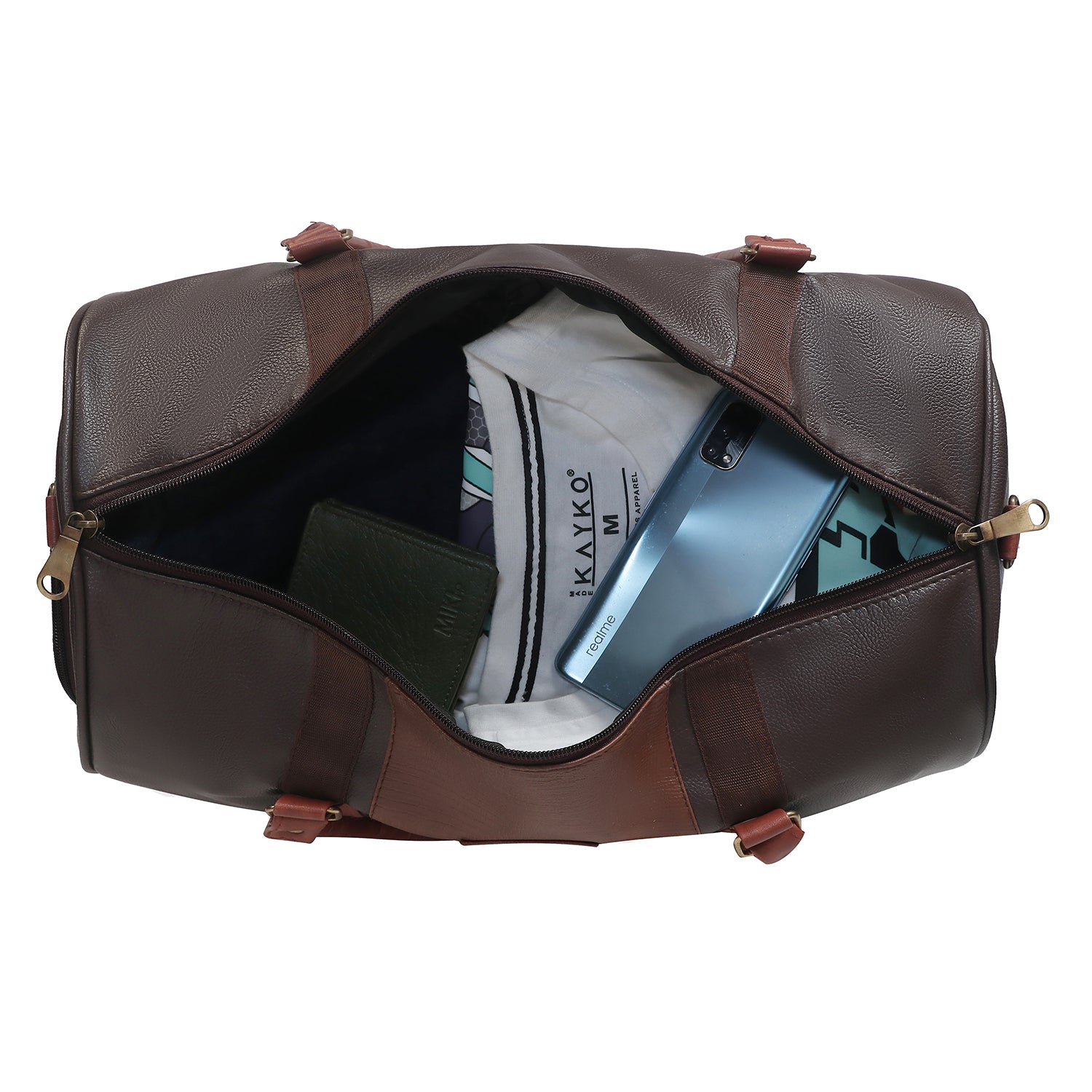 AKISA Travel Sling Duffle Bag with Shoe Compartment - 25L - Brown