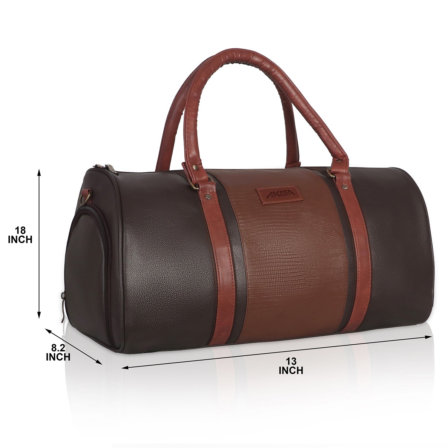 AKISA Travel Sling Duffle Bag with Shoe Compartment - 25L - Brown